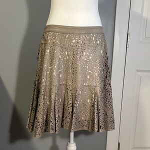 Elegant Tan Laser-Cut Leather Women's Skirt